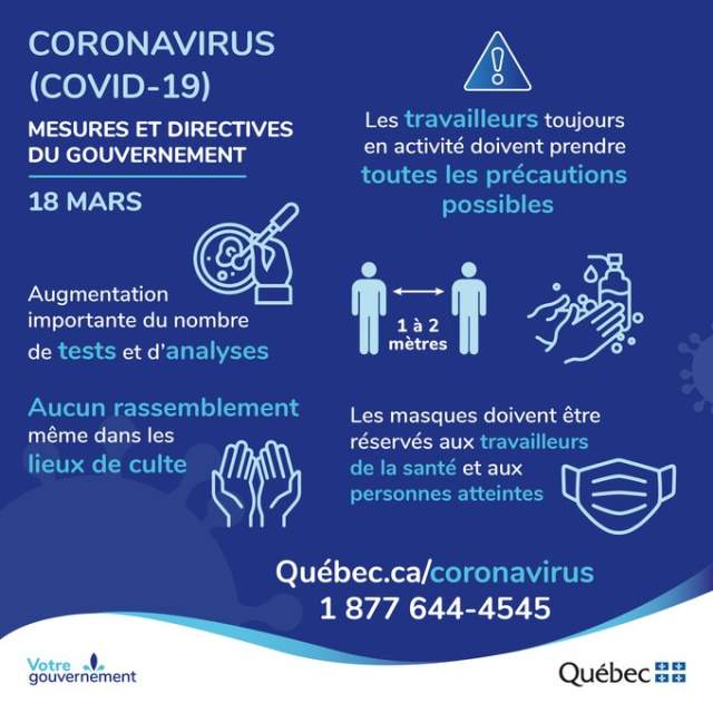 COVID-19 recommandations du gouvernement du Québec